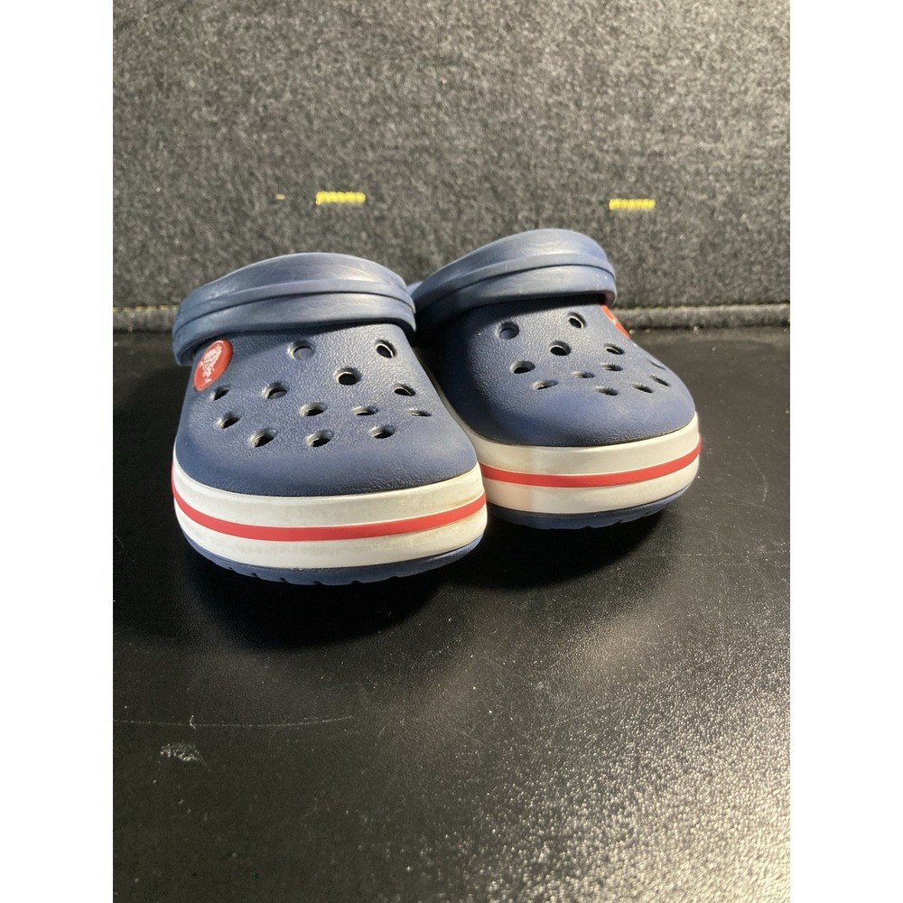 Crocs Crocband Kids Youth C9 Navy Blue Red White Classic Clogs Slip On Shoes